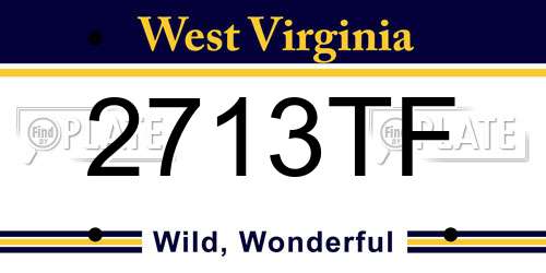 2713TF West Virginia License Plate