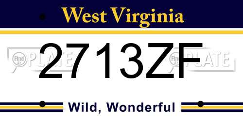 2713ZF West Virginia License Plate