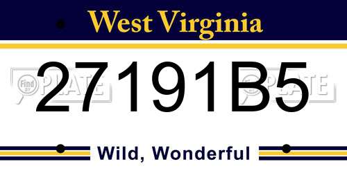 27191B5 West Virginia License Plate