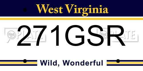 271GSR West Virginia License Plate