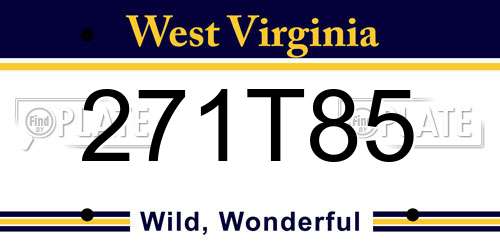 271T85 West Virginia License Plate
