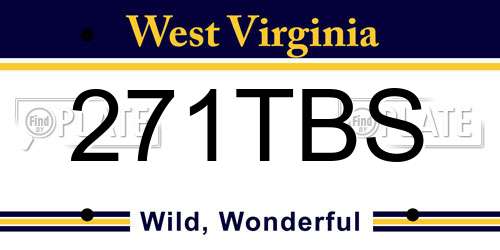 271TBS West Virginia License Plate