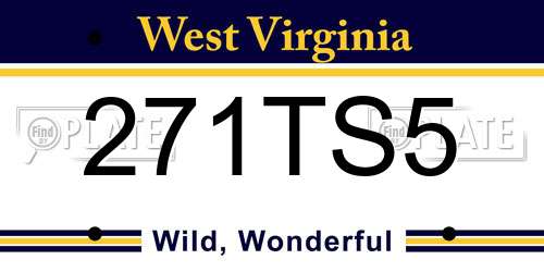 271TS5 West Virginia License Plate
