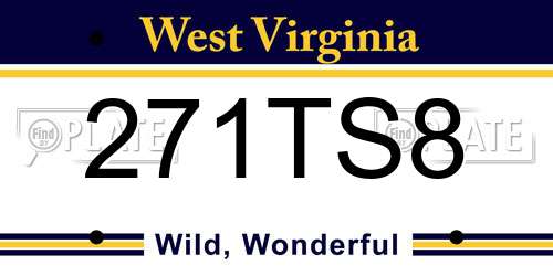 271TS8 West Virginia License Plate