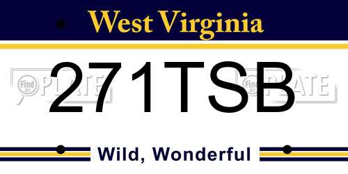271TSB West Virginia License Plate