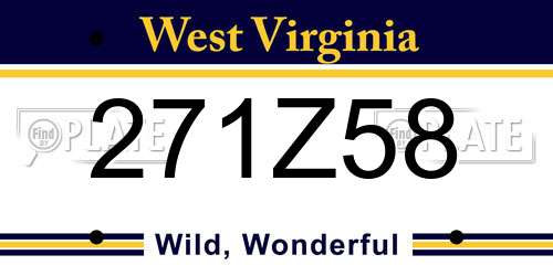271Z58 West Virginia License Plate