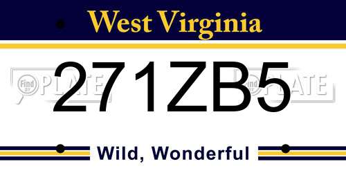 271ZB5 West Virginia License Plate