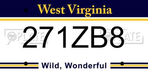 271ZB8 West Virginia License Plate