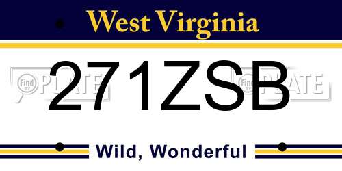 271ZSB West Virginia License Plate