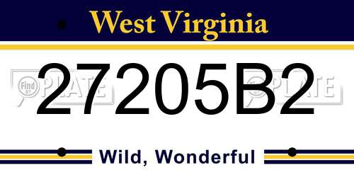 27205B2 West Virginia License Plate
