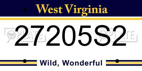 27205S2 West Virginia License Plate