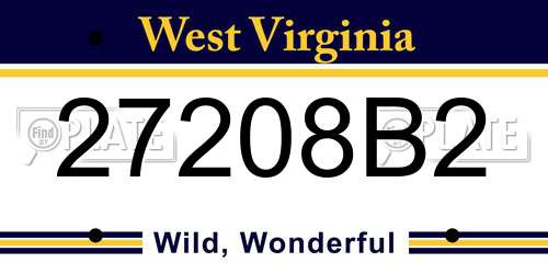 27208B2 West Virginia License Plate