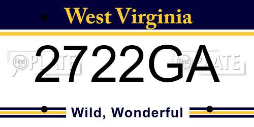 2722GA West Virginia License Plate