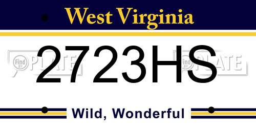 2723HS West Virginia License Plate