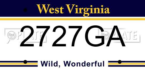 2727GA West Virginia License Plate