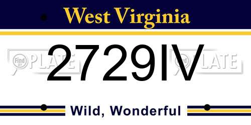 2729IV West Virginia License Plate