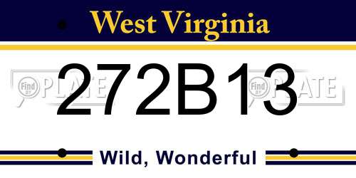 272B13 West Virginia License Plate
