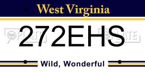 272EHS West Virginia License Plate