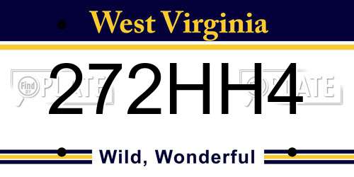 272HH4 West Virginia License Plate