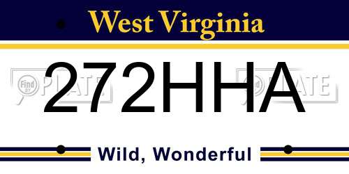272HHA West Virginia License Plate