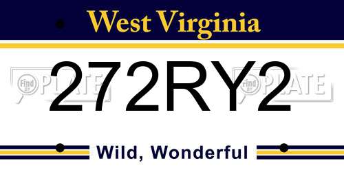 272RY2 West Virginia License Plate