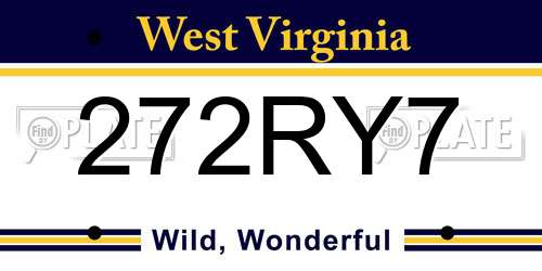 272RY7 West Virginia License Plate