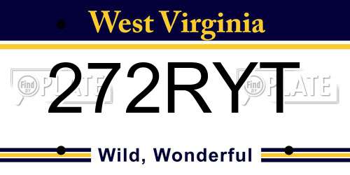 272RYT West Virginia License Plate