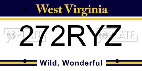 272RYZ West Virginia License Plate