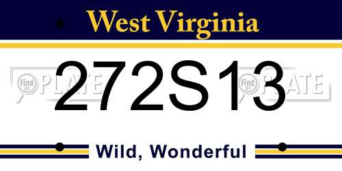 272S13 West Virginia License Plate