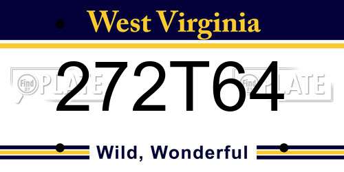 272T64 West Virginia License Plate