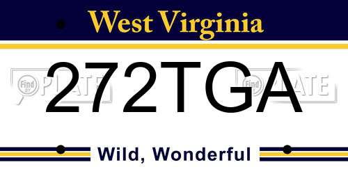 272TGA West Virginia License Plate