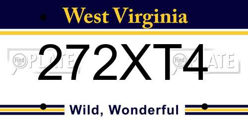 272XT4 West Virginia License Plate
