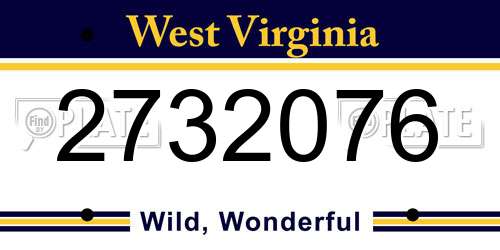 2732076 West Virginia License Plate
