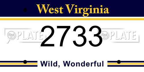 2733 West Virginia License Plate