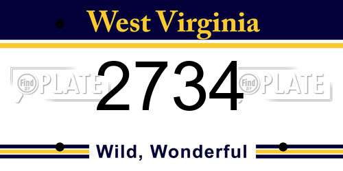 2734 West Virginia License Plate