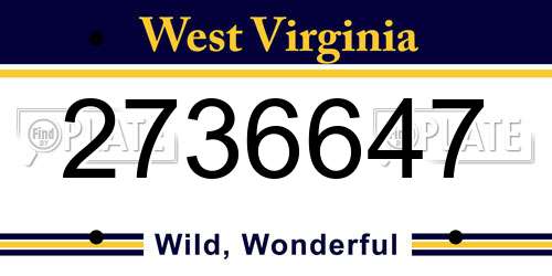 2736647 West Virginia License Plate