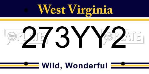 273YY2 West Virginia License Plate
