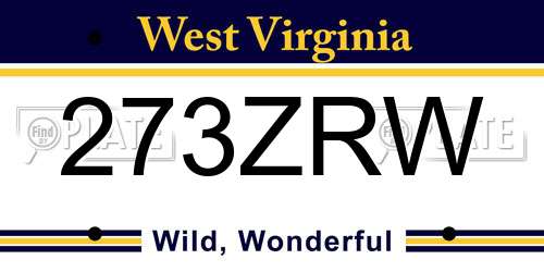 273ZRW West Virginia License Plate
