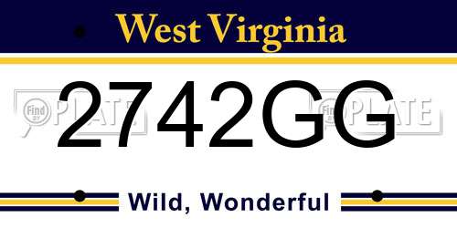2742GG West Virginia License Plate