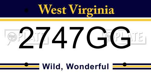 2747GG West Virginia License Plate