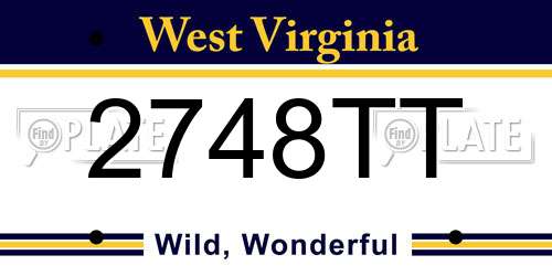 2748TT West Virginia License Plate