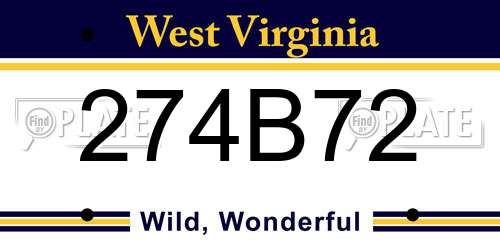 274B72 West Virginia License Plate