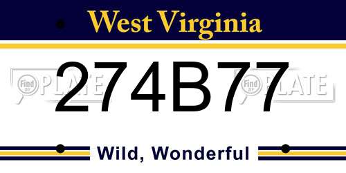274B77 West Virginia License Plate