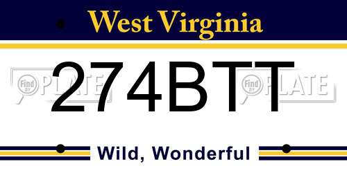 274BTT West Virginia License Plate