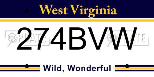 274BVW West Virginia License Plate