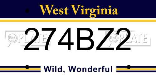 274BZ2 West Virginia License Plate