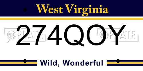 274QOY West Virginia License Plate