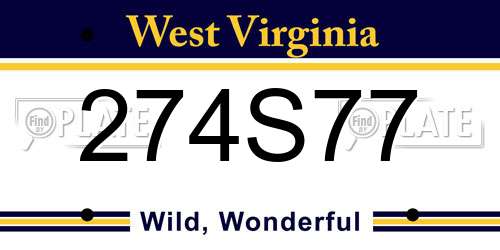 274S77 West Virginia License Plate