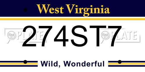 274ST7 West Virginia License Plate
