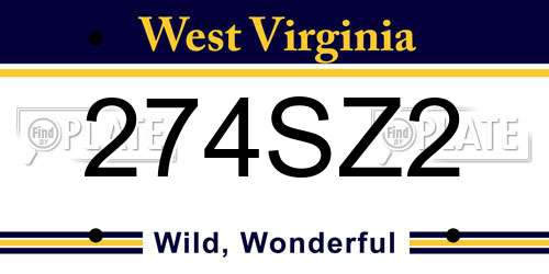 274SZ2 West Virginia License Plate